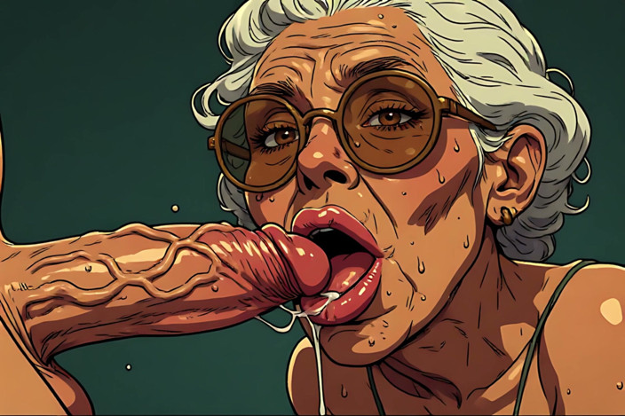 AI Porn: Mujeres mayores mamada arte