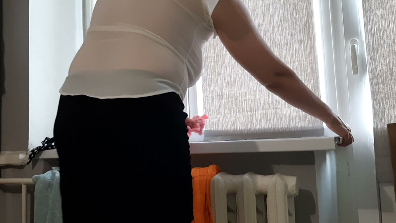 Lesbian-illusion: While Our Housekeeper Cleans, We Secretly Fart, Lick, and Cum...