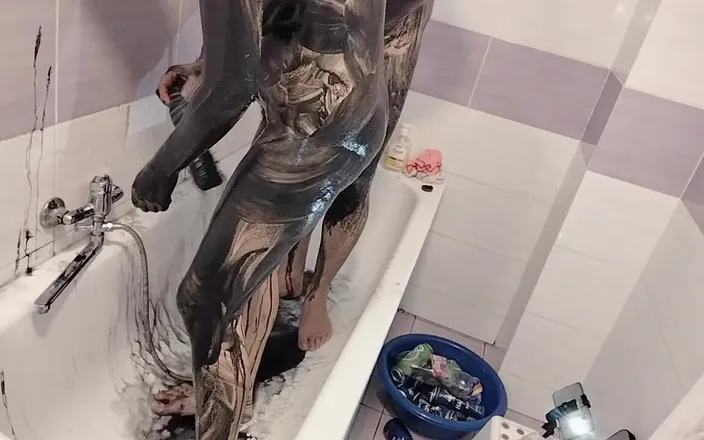 Amateur_MS: Amateur Couple Takes a Bath, Wife with Hairy Pussy, Big...
