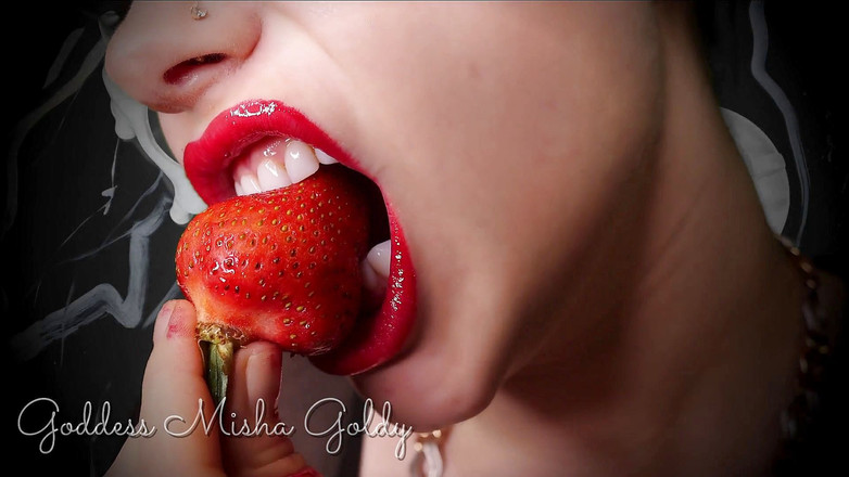 Goddess Misha Goldy: Lipsberry svádění! Uctívání, masturbace a sperma! JOI