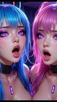 Deux jolies filles rebondissent leurs seins, animation ai