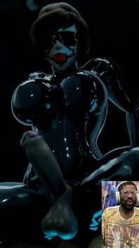 Mei Is a Tasty Sexy Futa Cock Pre-cumming BDSM Latex Ball Gag Blindfold Wearing Queen