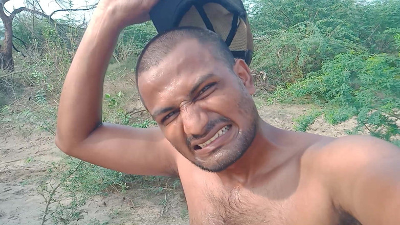 Kumbha Manoj Kumar: Full Sweat on Boy Face Moving on Hill Full Sweat