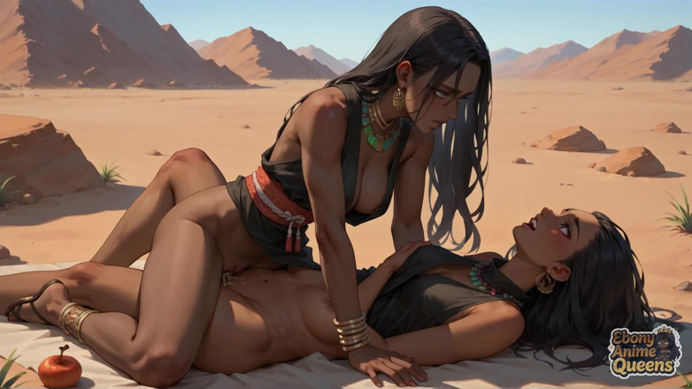 Ebony Anime Queens: Erleben Sie mächtiges Desert oralen knallen mit nackten schwarzen königinnen...