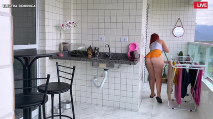 Curious Electra: Maid Wearing Short Shorts to Clean What a Delight