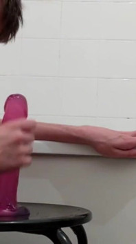 Ftm Sits on 8 Inch Dildo