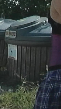 Recycling Outing... Naughty in Miniskirt and Tail Plug