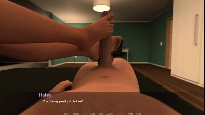 Dirty GamesXxX: 访问：一个金发女孩正在用一根非常大的鸡巴足交，最后射出大量精液 第8集