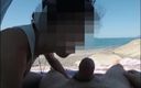 Miss Creamy: Камшот на публичном пляже, подборка - французская Misscreamy в любительском видео