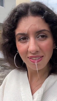 Housewife Repairman with Her Pussy and Went for a Walk with His Cum on Her Face in the Streets