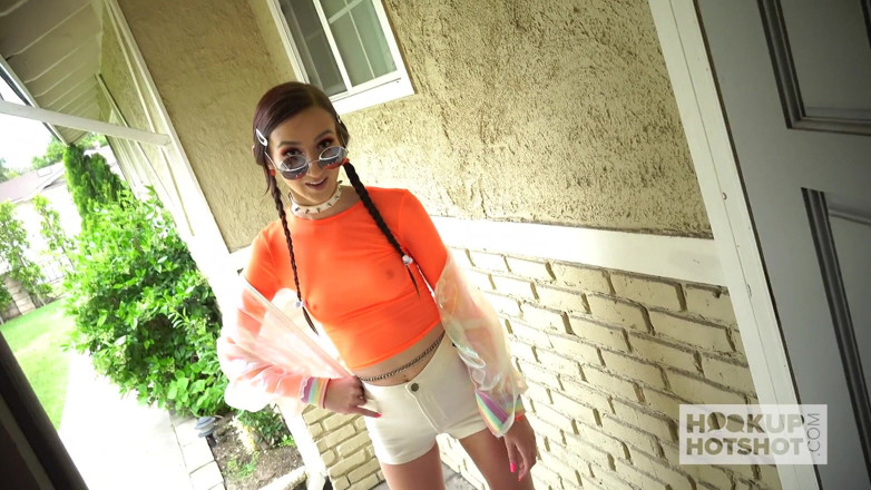 Hookup Hotshot: Skinny pigtail teen Carmen Rae gets banged hard by hookup...