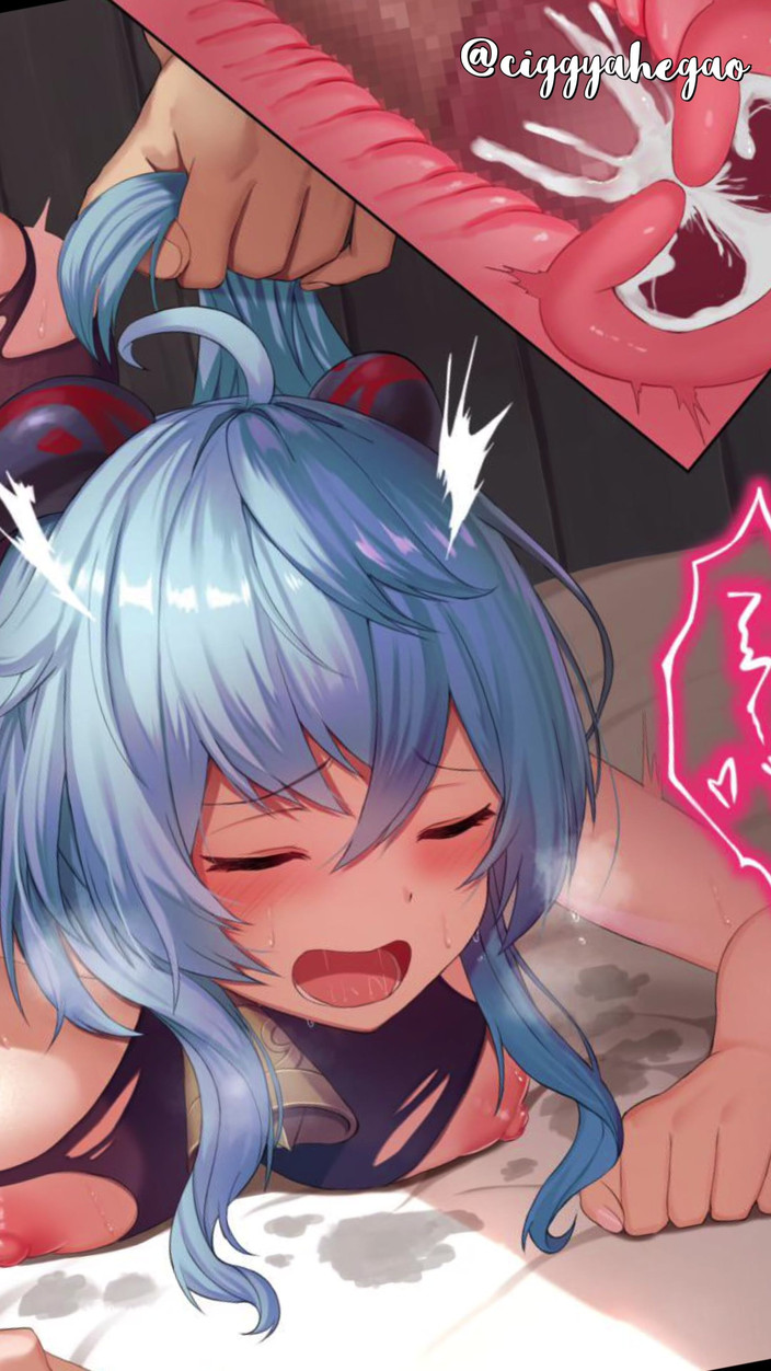 CiggyAhegao: Ganyu in lingerie nera si fa distruggere e riempire il...