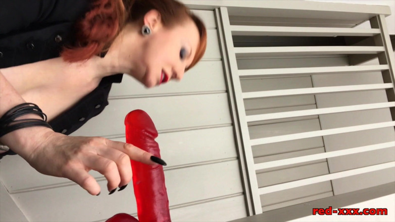 RedXXX: Suction Dildo on the Stairs!