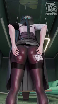 Zzz 3D - Miyabi Shows Her Sexy Thicc Ass in Stockings and Gives Herself a Few Spanks