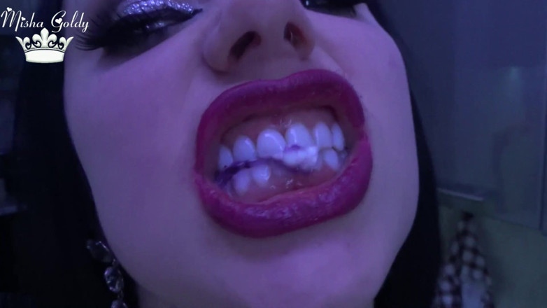 Goddess Misha Goldy: Snake chomp!