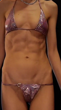 Abs Worship in Shiny Bikini