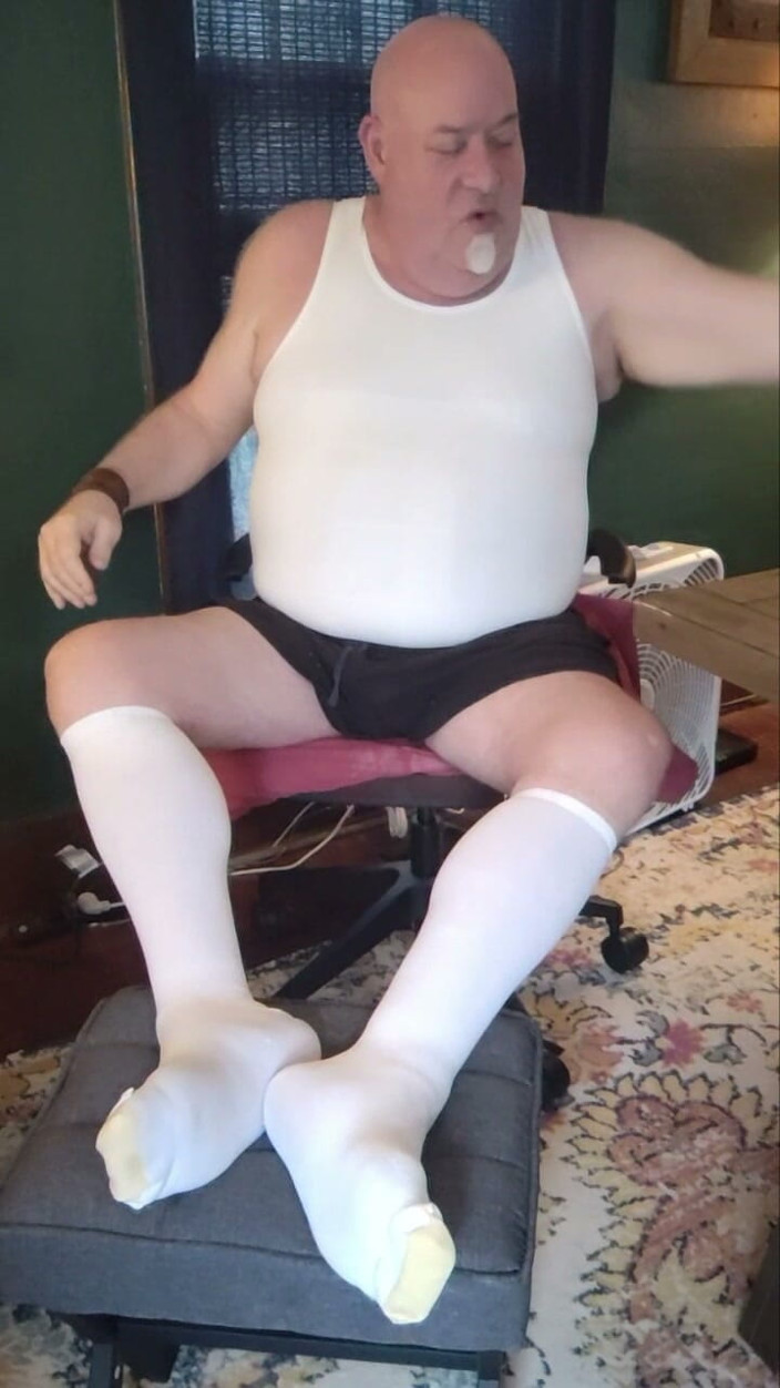 beardaddychub: White Tank, White Jock, and White Socks Jerk