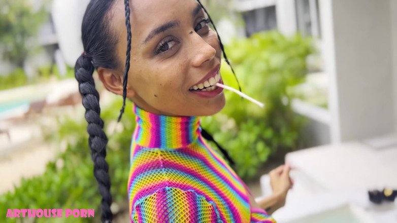 Alex Goes: Skinny Colombian Girl Violeta Grey Loves Lollipops, Sucking &amp; Fucking