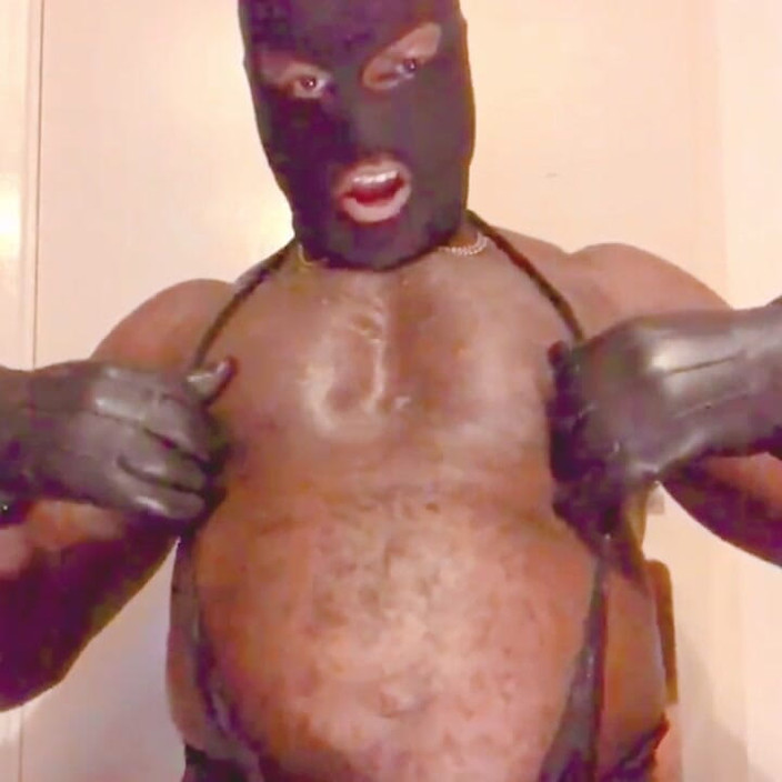 Black smoking muscle stepdad: Latex Geared Smoke Hooded BBC Porn Edging