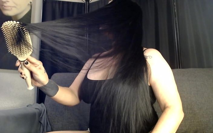 Abby Anna: Escova de cabelo preto comprido, escova de dedo