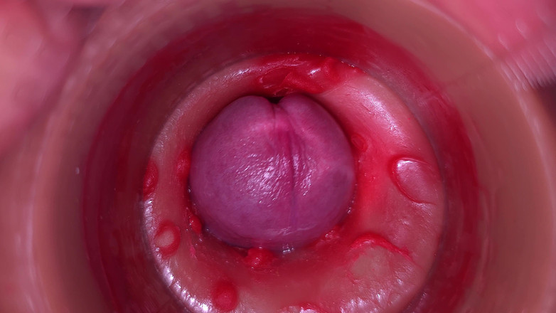 Creme sperm: Camera in vagina, baarmoederhals pov, creampie 4k