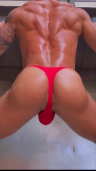 Your POV - Asian Muscle Hunk Working Out in Red Thong