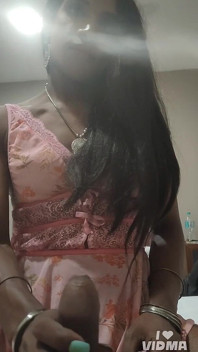 Indian Sissy Crossdresser Strocking and Sucking Big Cocl