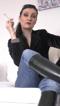Be My Ashtray and Spittoon, Mistress in Rubber Riding Boots, Lady Victoria Valente