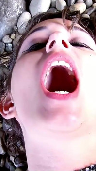 Candid skinny teen Prisca gets fucked by step dad on the beach