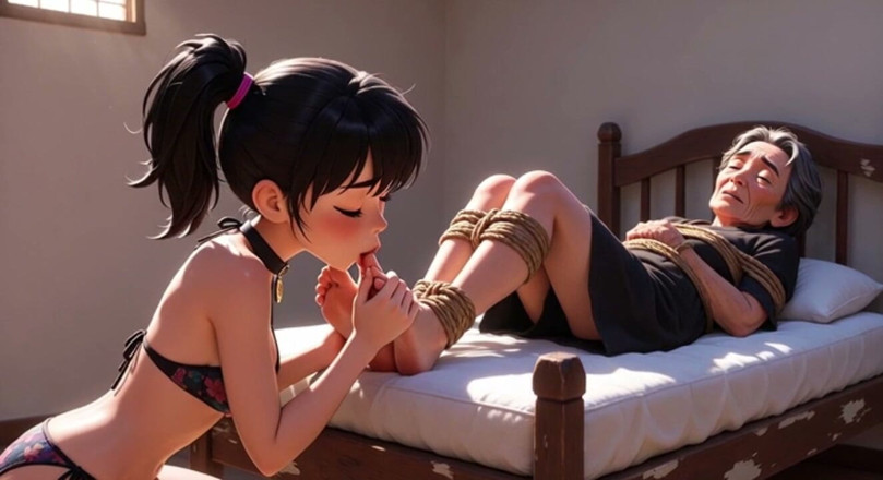 YOUR BEST FANTASY: Granny Foot Worship - Beautiful Girl Sucking Old Feet