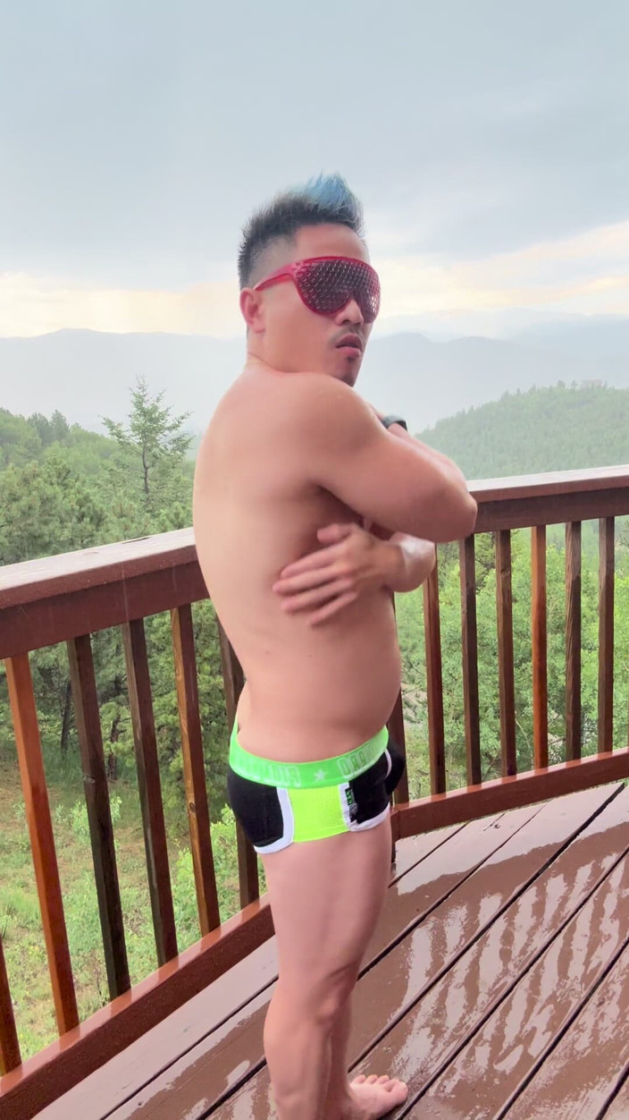 Barenakedmuscles: Mountain Storm Stud: Rain-soaked Asian Muscle Sensation