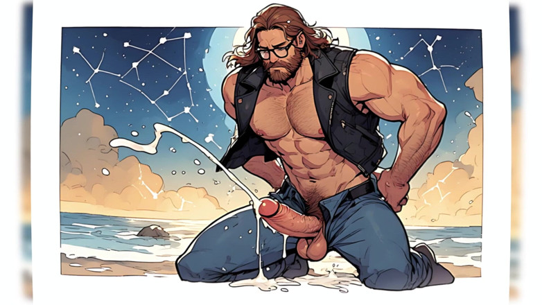 Erotic Man: Pohledný Hunks Night Beach (ai)