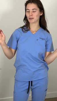 Probând costum de Dantelă și ciorapi din nailon cu Scrubs Ceil Blue Netăiat