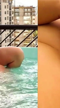 Buitenshuis jacuzzi neukt bbw met harig bosje 2
