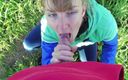 Bikeyeva Sasha: Ryzykowne obciąganie na świeżym powietrzu i sperma w ustach w parku....