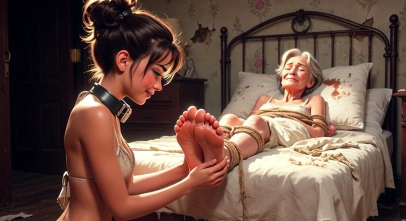 YOUR BEST FANTASY: Old Woman Bondage - Young Beauty Devoted to Her Feet