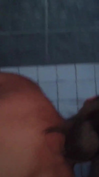 Pregnant Brunette Gets Pissed on Her Oiled Tits