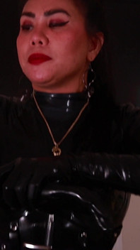Latex Mistress Sounding and Milking Her Chastity Slave