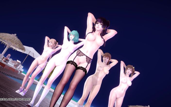 3D-Hentai Games: [MMD] 2 푸트 혼 섹시한 벌거벗은 댄스 마리 로즈 타마키 미사키 Kasumi Nyotengu Doa 무수정 헨타이