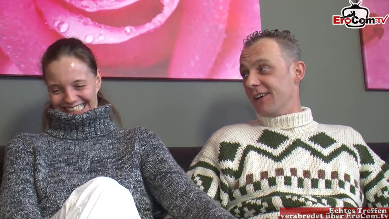 EroCom: Skinny German wife gets fucked by two guys in a...