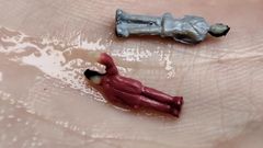 Giantess Plays with 7 Tiny Persons and Swallows Them