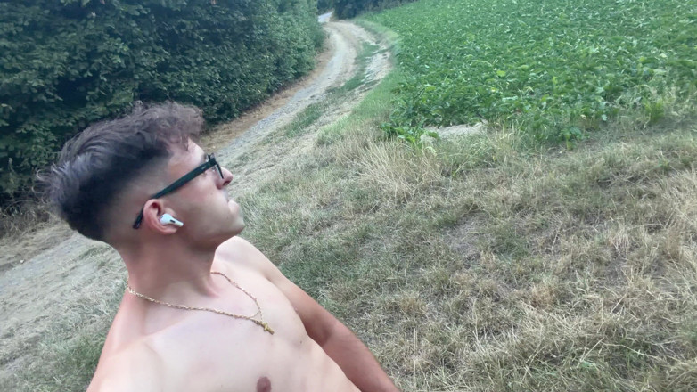 Twinkboy82: German Boy Jerks off Naked Outside and Cums