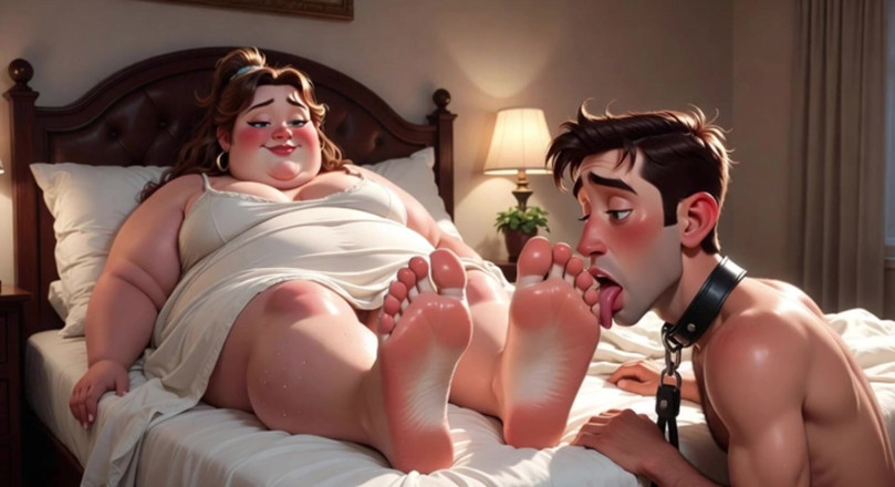 Anime Hentai: Enorme ssbbw suando pés adoração - escravo patético servindo sua amante