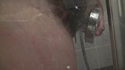All Those Girlfriends: Annie Engeltie rubbing her hairy pussy while showering