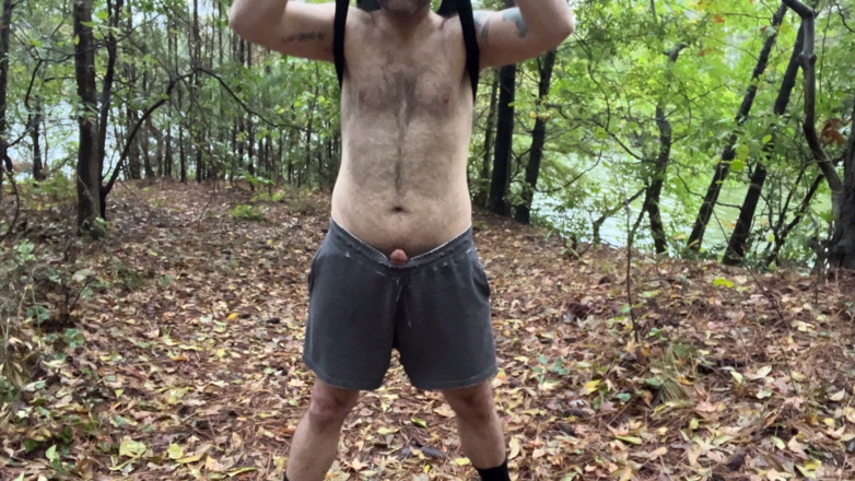 Hairy Wolfe: Handsome Buddy Jerking off by the Lake at His Local...