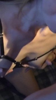 Envy Deepthroats His Huge Cock on Her Knees