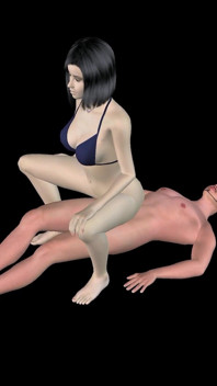 Animated 3D Porn - Beautiful Girl Riding Asian Man Dick in Pussy & Ass