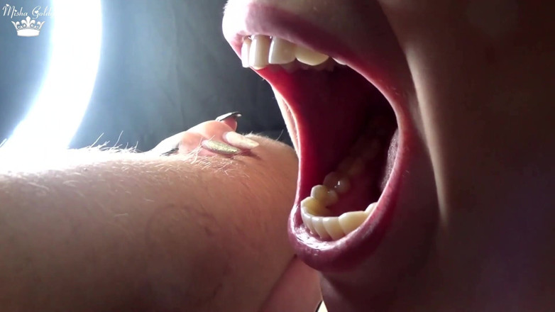 Goddess Misha Goldy: Hard Biting of Male Fingers and Arm Film 3 Mouth and...