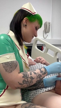 Nurse Ruby's Sounding Exam - Sizing up Her Patient's Tiny Urethra