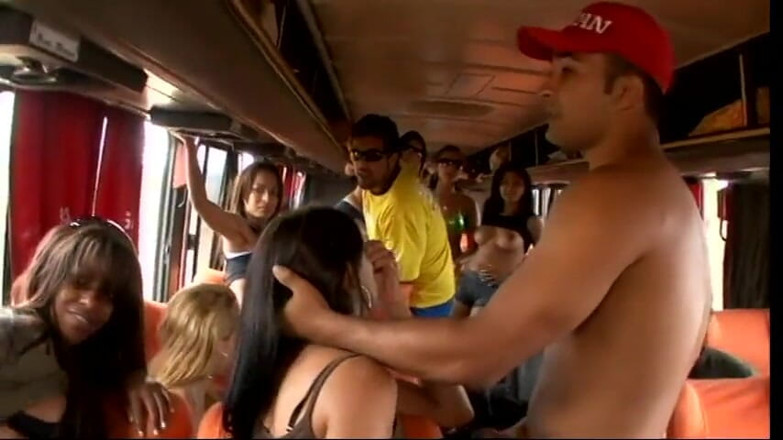Group Bang: Lusty Latinas get banged on the bus in group sex